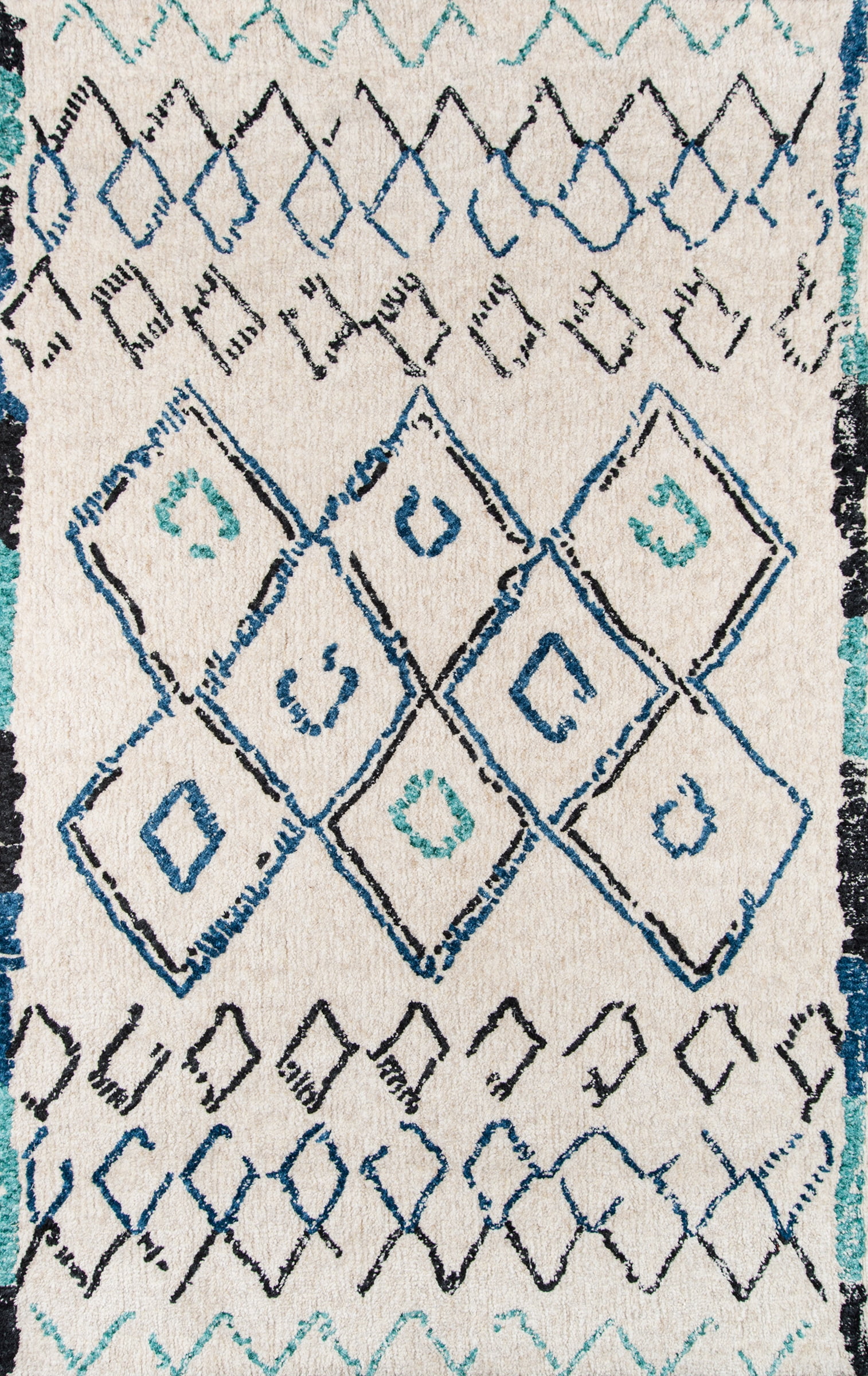 Ivory Geometric Tufted Handmade Synthetic Rug, 2' x 3'