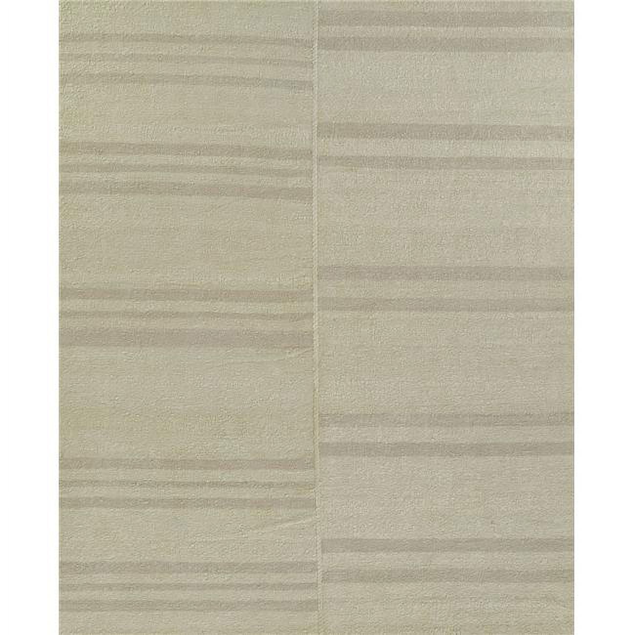 Ivory and Taupe Wool Cotton Striped Runner Rug 2.6x8