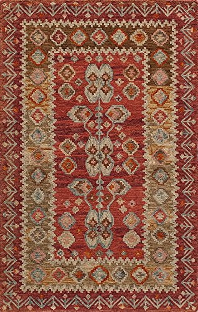 Handmade Red Wool Rectangular Tufted Area Rug 3'6" x 5'6"