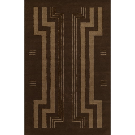 Momeni Simba Hand Tufted Wool Geometric Area Rug, Brown, 2'6" X 8' Runner