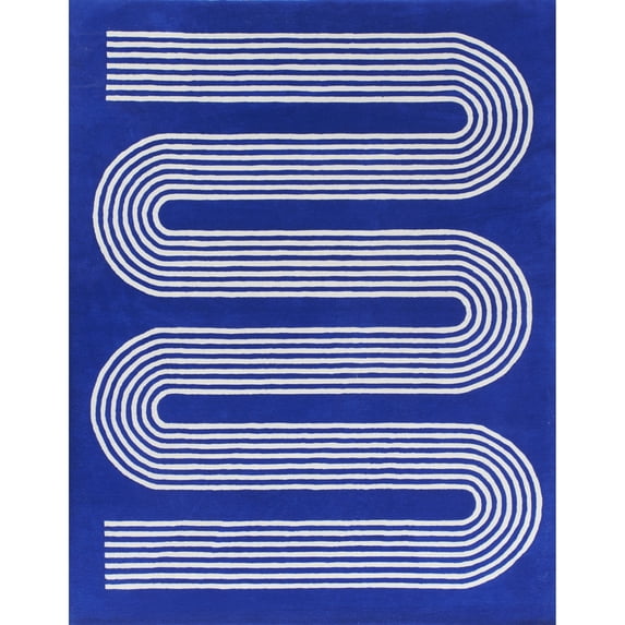 Momeni Simba Hand Tufted Wool Geometric Area Rug, Cobalt, 2' X 3'