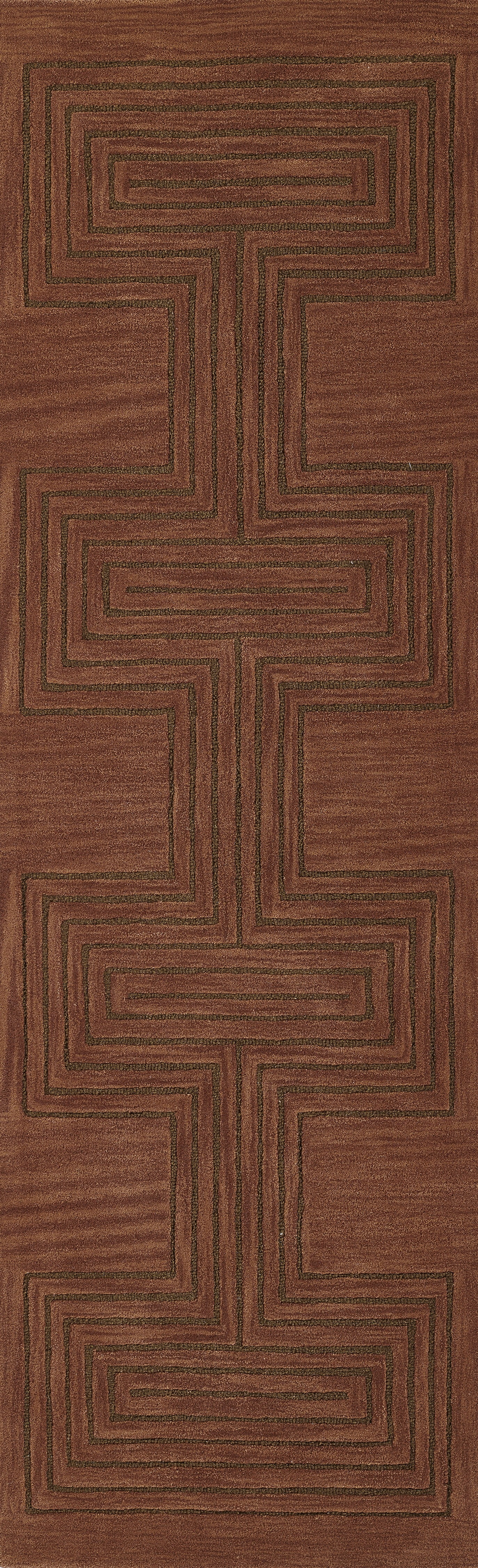 Copper Geometric Hand-Tufted Wool Runner Rug 2'6" x 8'