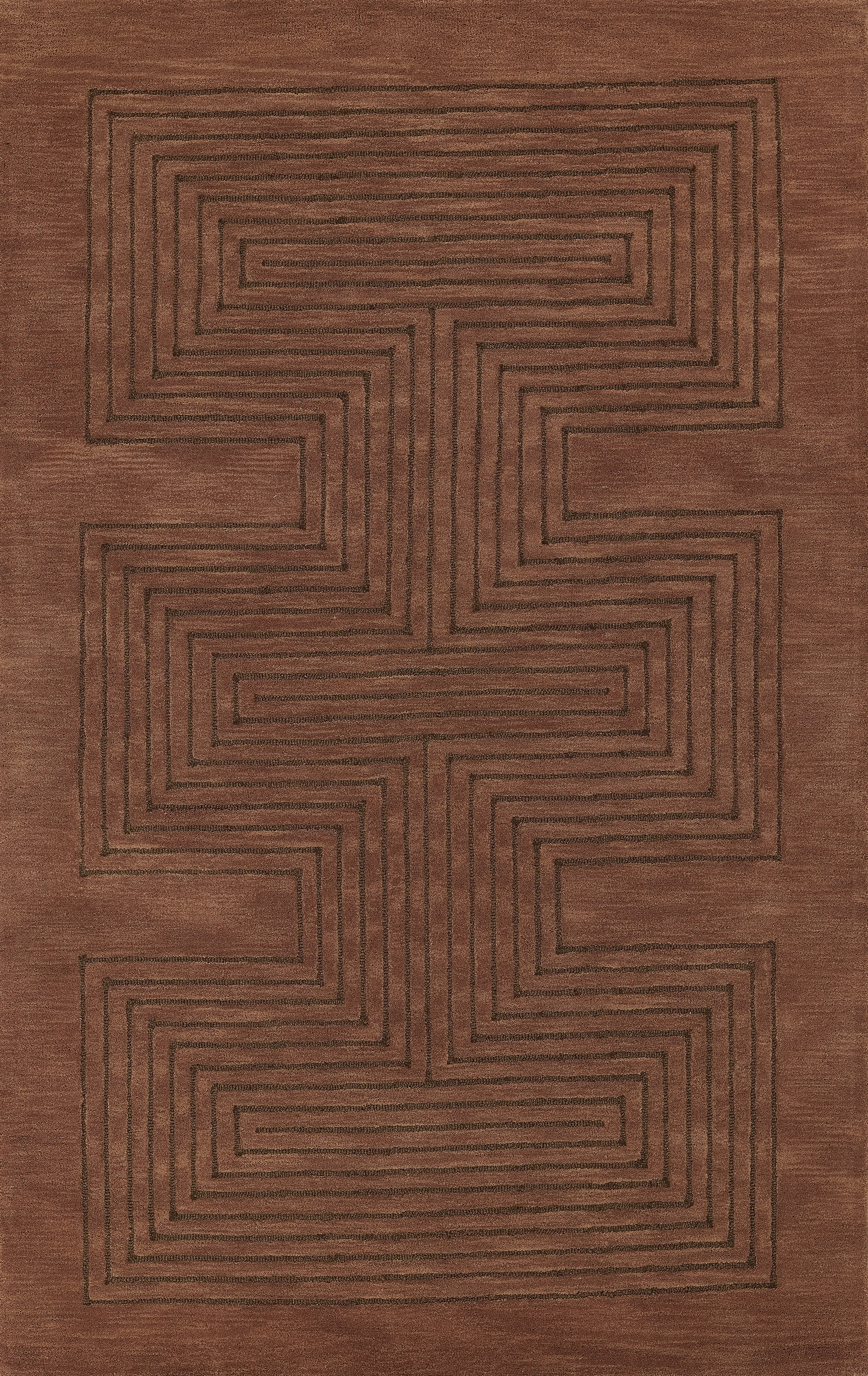 Copper Geometric Hand-Tufted Wool Rectangular Rug 2' x 3'