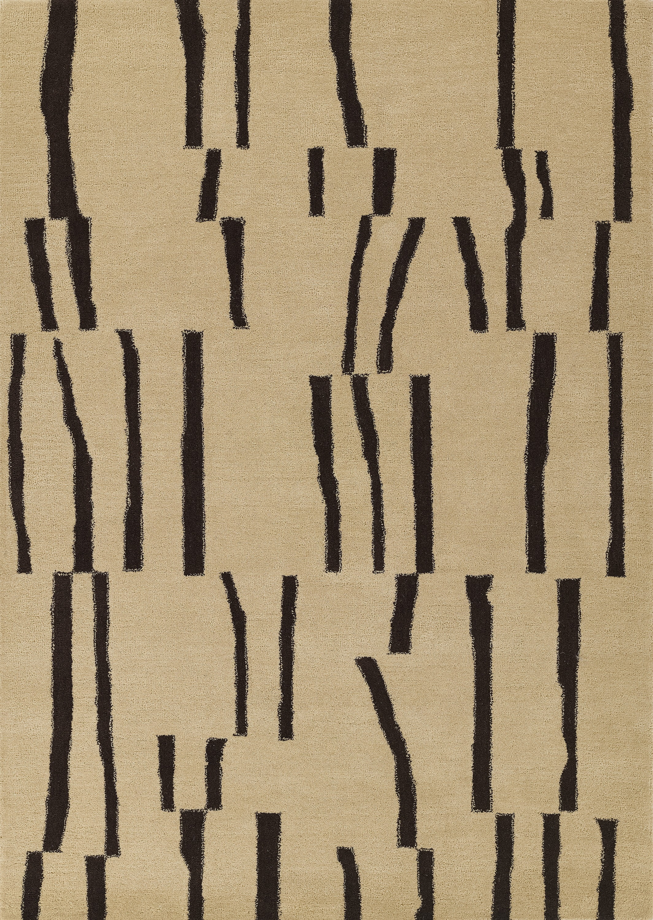 Ivory and Black Abstract Wool 8' x 10' Area Rug