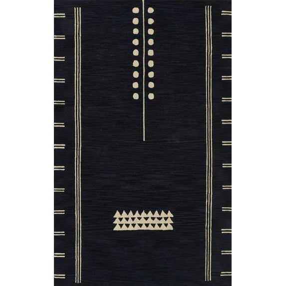 Momeni Simba Hand Tufted Wool Geometric Navy Area Rug 5' X 8'