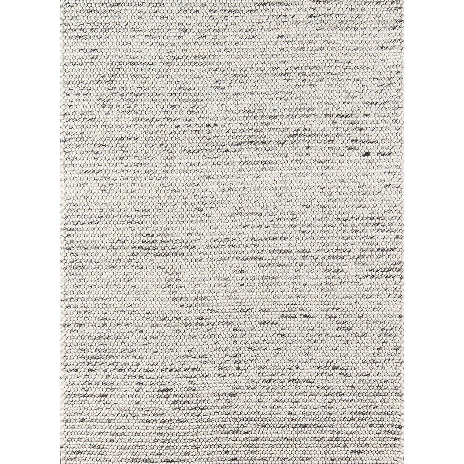 Handmade Blue and Ivory Wool Viscose Striped Rug, 8'9" x 11'9"