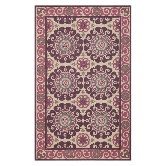 Momeni Suzani Hook 2'3" X 8' Runner Rug With Purple Finish SUZHKSZI-1PUR2380