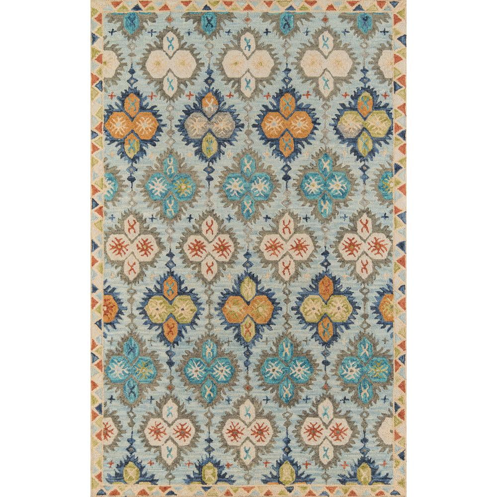 Handmade Blue and Beige Wool Floral Area Rug 9'6" x 13'6"