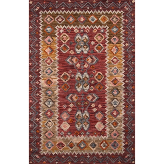 Momeni Tangier Hand Tufted Wool Traditional Area Rug Red 2' x 3' 2' x 3' Accent,Handmade,Indoor Brown