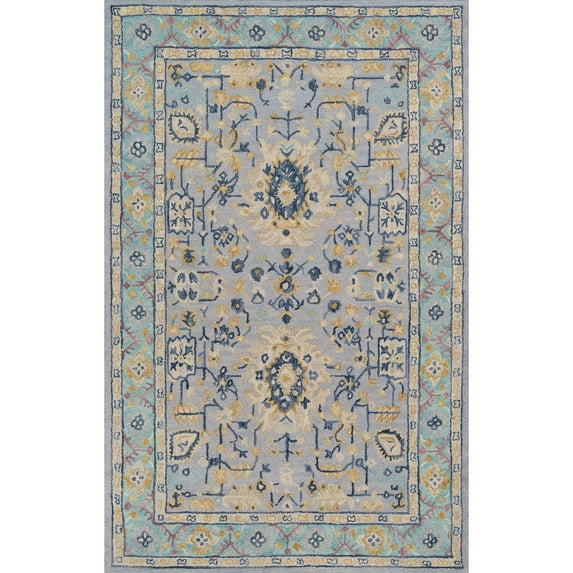 Momeni Tangier Wool Hand Tufted Blue Area Rug 5' X 8'