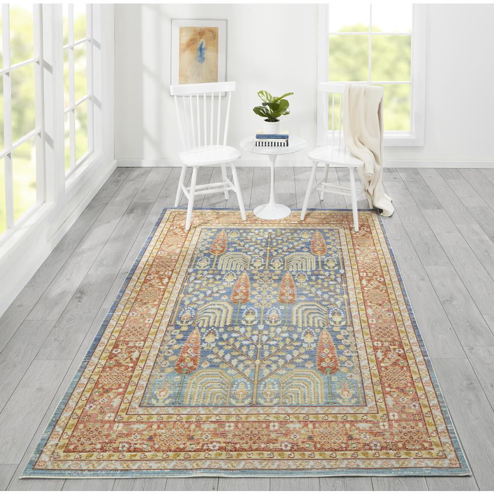 Isabella Vintage Blue Synthetic Rectangular Rug 7'10" x 10'6"