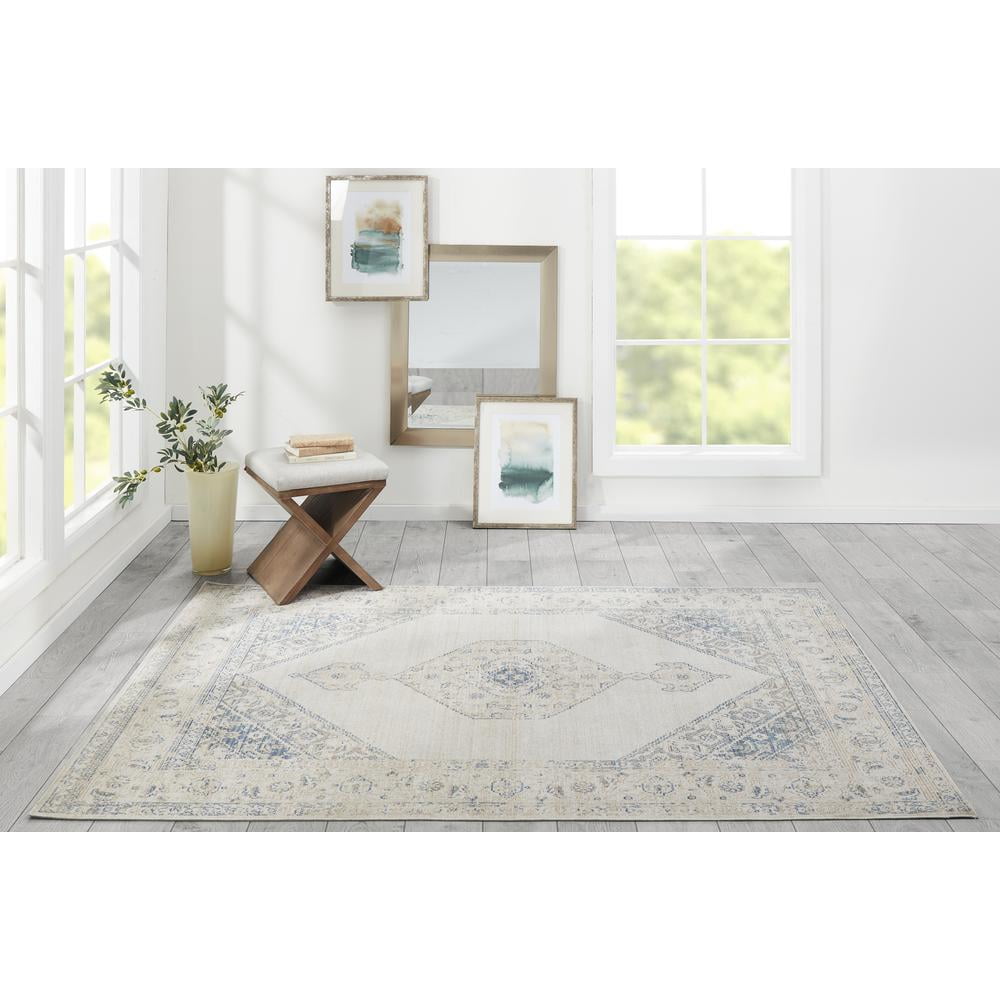Isabella Blue Medallion Synthetic Rectangular Rug 9'3" x 11'10"