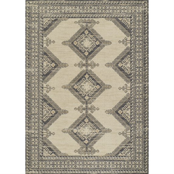 Momeni Anatolia Wool and Nylon Medallion Charcoal Area Rug 9'9" X 12'6"
