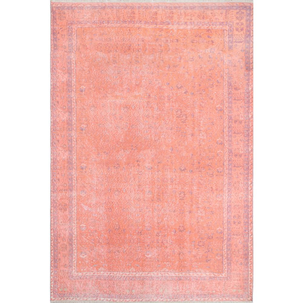 Coral Red Synthetic Rectangular Area Rug, 9'6" X 12'6"