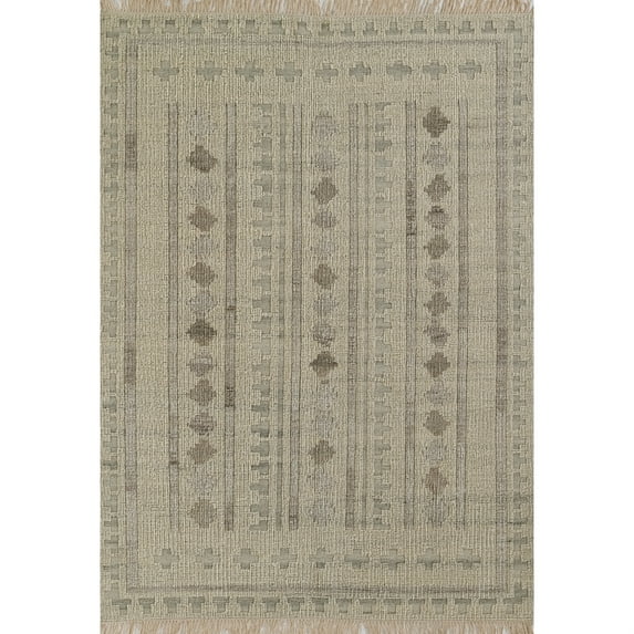 Momeni Bristol Hand Woven Wool and Cotton Geometric Ivory Area Rug 2' X 3'