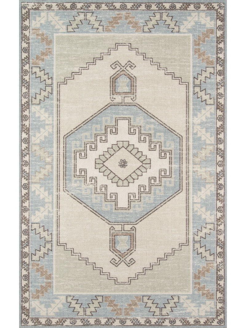 訳あり*Anatolia rug 格安で Momeni Anatolia Wool and Nylon Machine Made Light Blue Area Rug 5