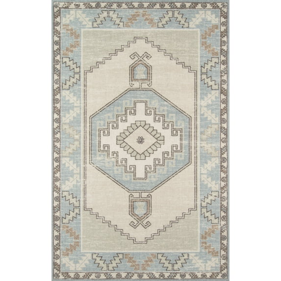 Momeni Traditional Rectangle Area Rug, Light Blue, 5'3" X 7'6"