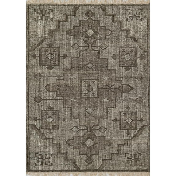 Momeni Bristol Hand Woven Wool and Cotton Medallion Natural Area Rug 2' X 3'