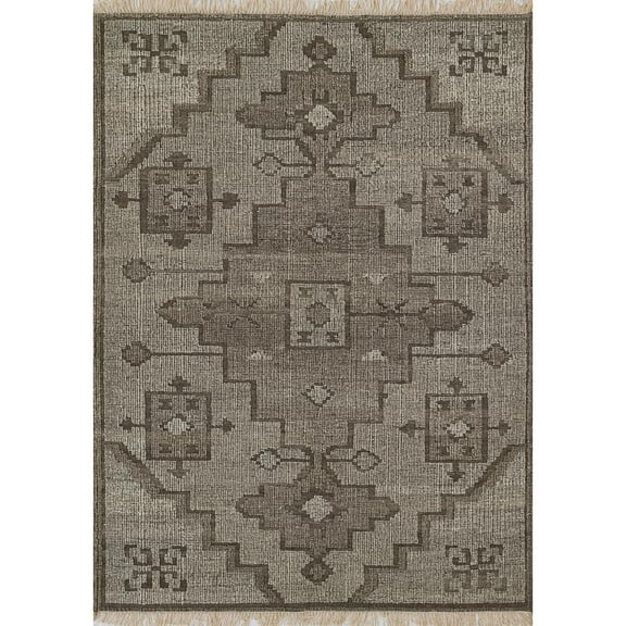 Momeni Bristol Hand Woven Wool and Cotton Medallion Natural Area Rug 9' X 12'