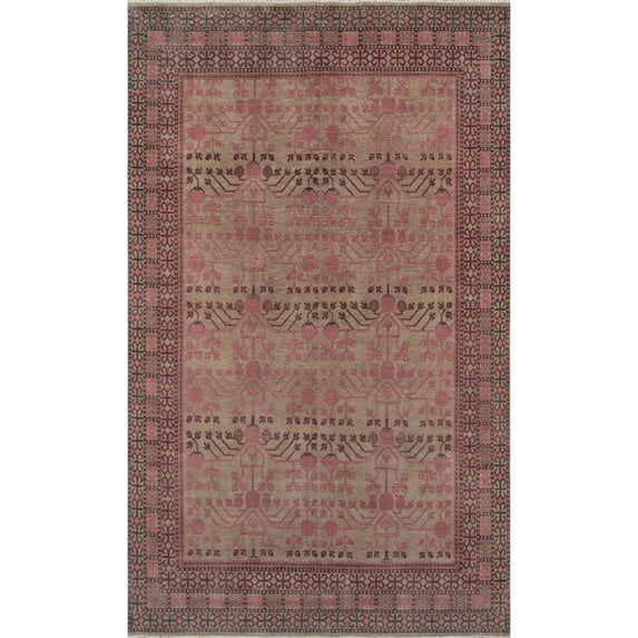 Momeni Banaras Traditional Hand Knotted Wool Pink Area Rug 9'6" X 13'6"