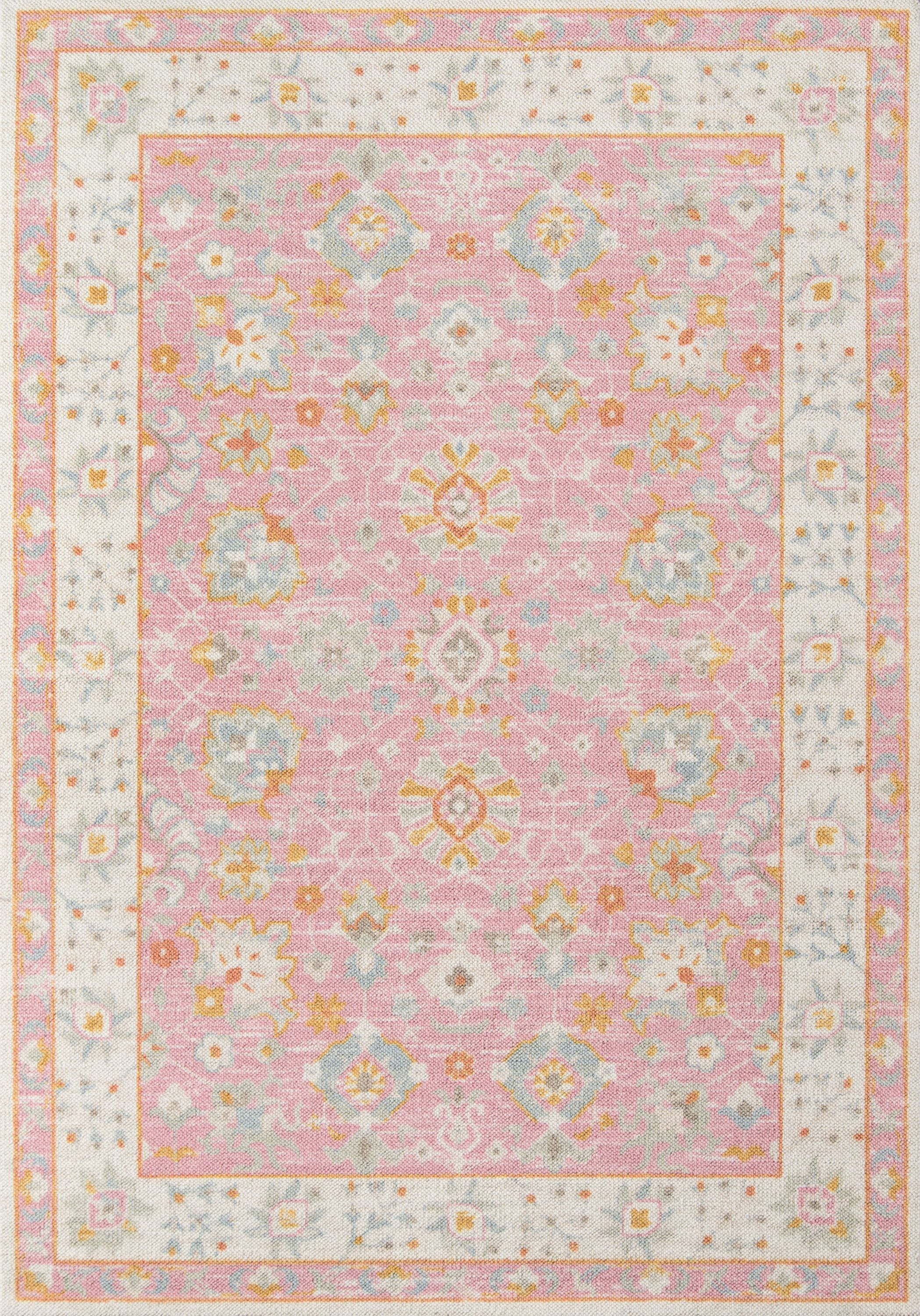 Anatolia Pink and Blue Tufted Wool Medallion Rug