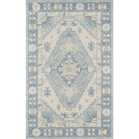 Momeni Anatolia Wool and Nylon Machine Made Blue Runner 2'3" X 7'6"