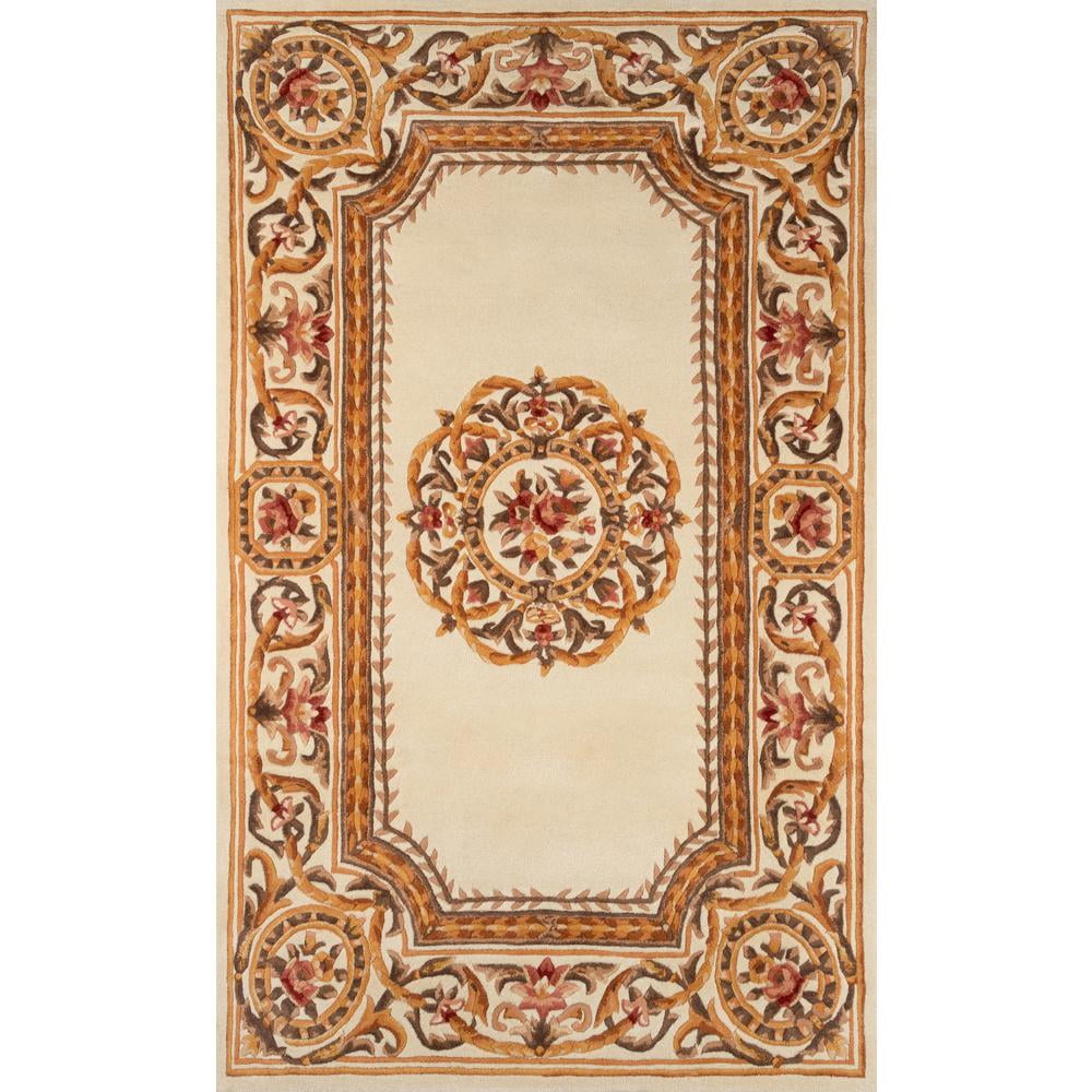 Harmony Ivory Floral Medallion Handmade Wool Area Rug 6' Round