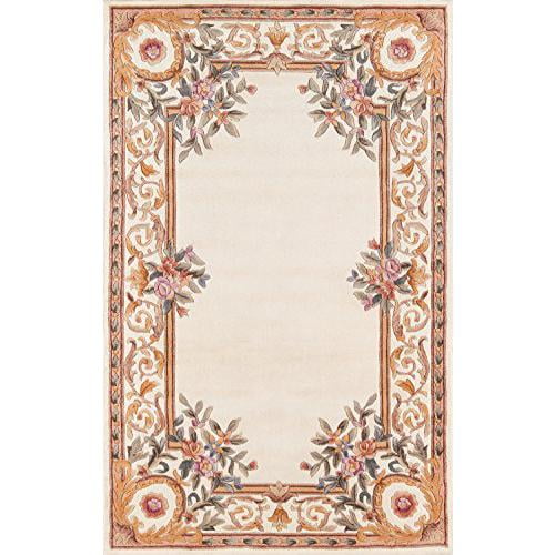Ivory Hand Tufted Wool Round Area Rug 4' x 4'
