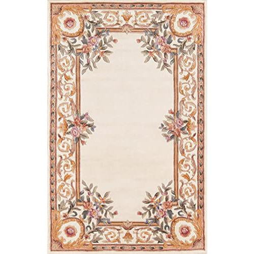 Ivory Floral Hand Tufted Wool Runner Rug 2'3" x 8'