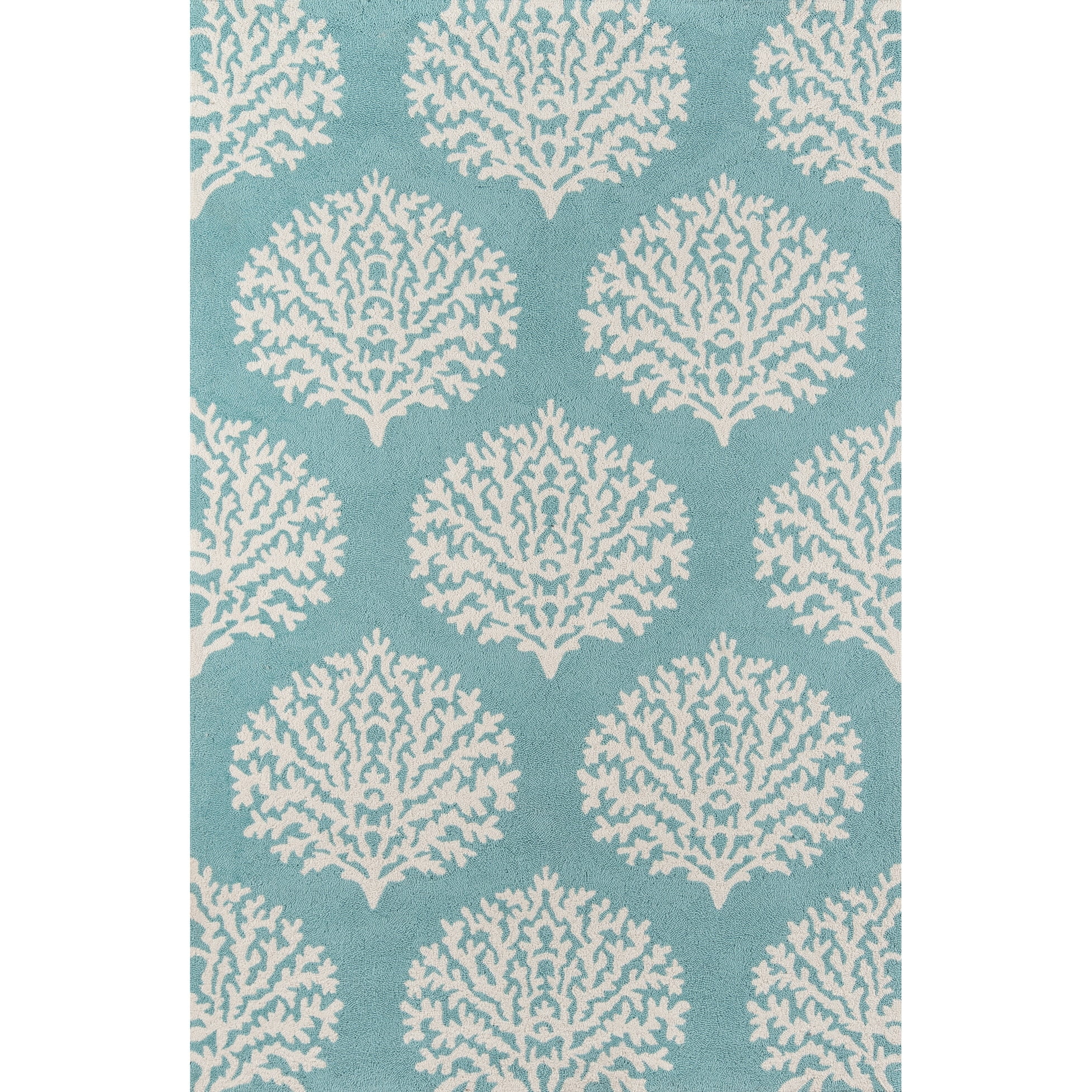 Handmade Aqua Rectangular Synthetic Outdoor Rug 5' x 8'