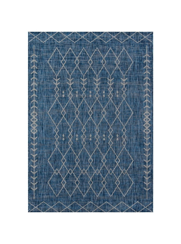 Momeni Villa Monaco 5' x 7' Blue Geometric Outdoor Rug