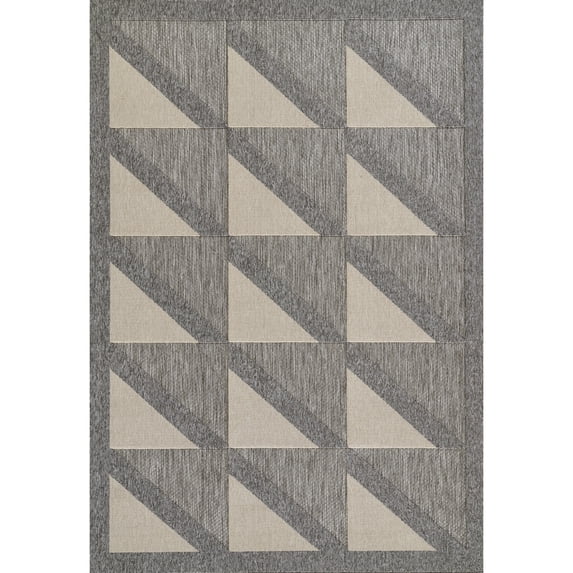 Momeni Vines Collection Indoor and Outdoor Grey Area Runner Rug, 2'7" x 7'6" Sized Mat for Living Room, Bedroom, Hallways, and Home Office