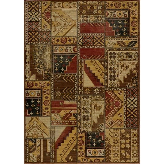 Momeni Vintage Plaid Traditional Area Rugs, Tribal Gold/Brown,5'3" X 7'9"