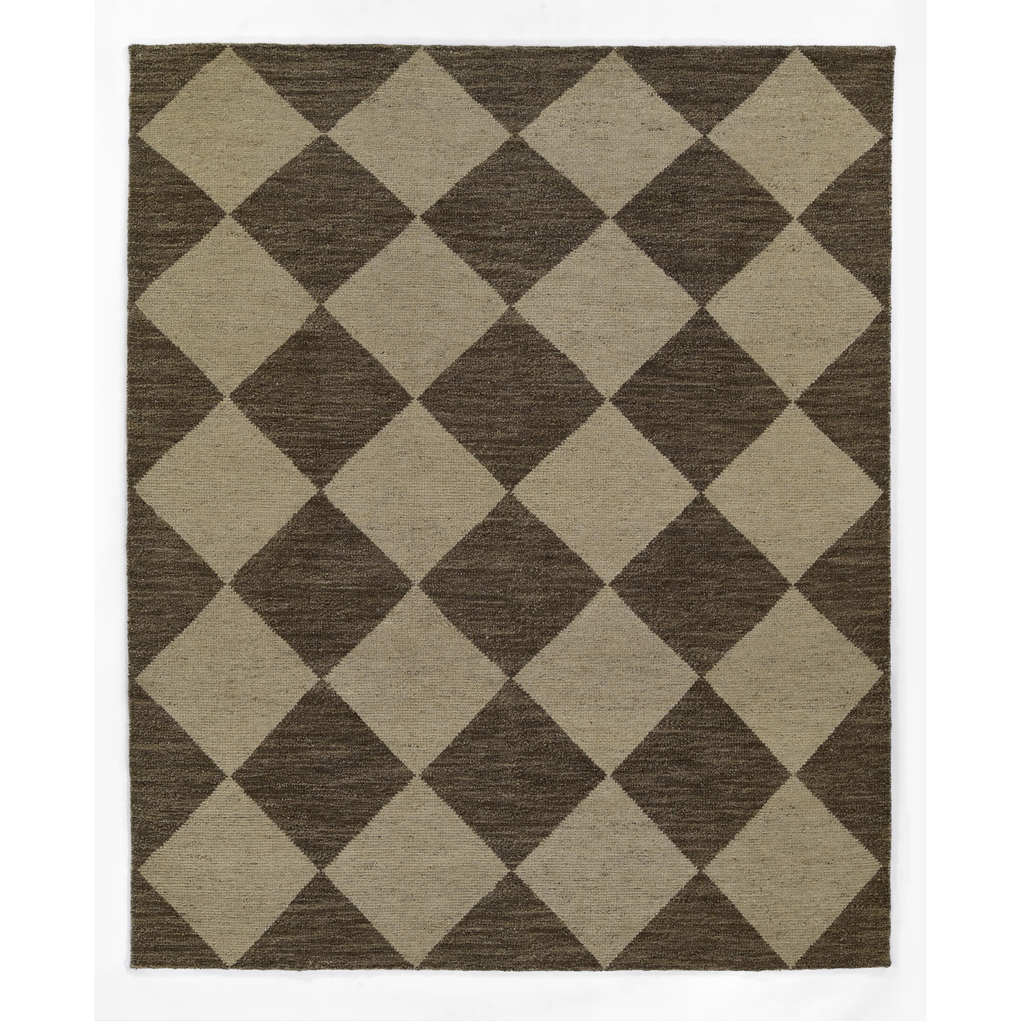Copper and Dark Brown Rectangular Wool Handmade Area Rug