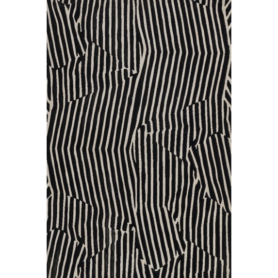 Momeni Xander Polyester Blend Geometric Black Area Rug 7'10" X 9'10"