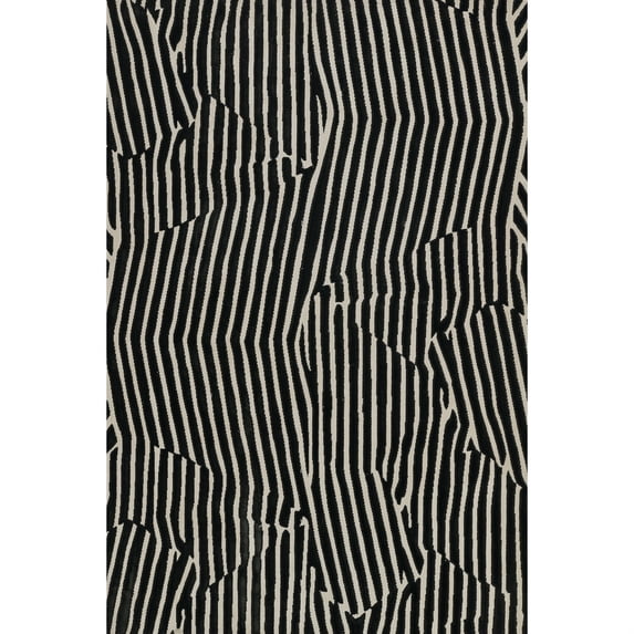 Momeni Xander Polyester Blend Geometric Black Area Rug 9'3" X 12'6"
