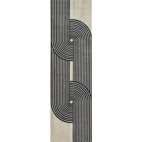 Momeni Contemporary Runner Area Rug, Ivory, 2'3" X 7'6" Runner