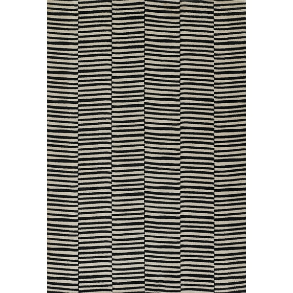 Momeni Xander Polyester Blend Striped Black Area Rug 5'3" X 7'6"
