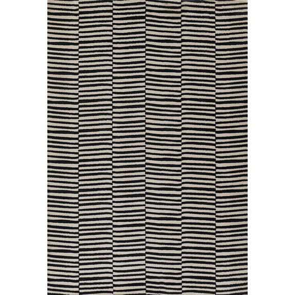 Momeni Xander Polyester Blend Striped Black Area Rug 7'10" X 9'10"