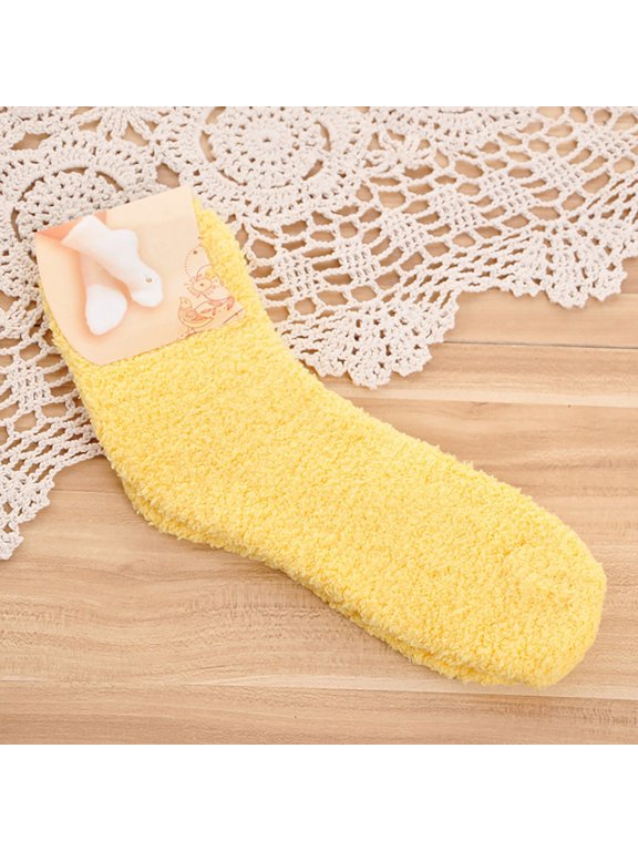 3PCS Ankle Athletic Running Socks for Men Women Polyester Scrunch Socks Knit Mid Calf Rib Tube Scrunchy Slouchy Retro Trendy Crew Socks Yellow,One Size