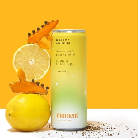 Moment Adaptogen Drink Lemon Turmeric Sparkling Soda, 11.5 Oz, 12 Pack Cans