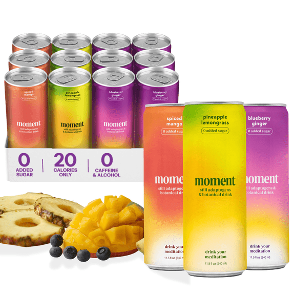 Moment Adaptogen Drink Still Combo Variety, 11.5 Oz, 12 Pack Cans