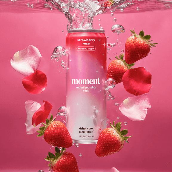 Moment Adaptogen Drink (Shark Tank) - Calm, Clarity & Relaxation with L-Theanine & Ashwagandha - Non Alcoholic Drinks for Adults - Sparkling Botanical Soda - 0 Sugar 0 Caffeine - 12 Pack 11.5 fl oz