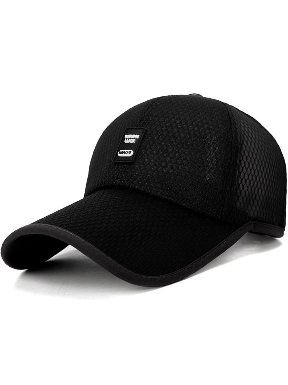 Black Breathable Mesh Cap Womens Satin Lined Unstructured Baseball Cap Mesh Vintage Adjustable Washed Distressed Denim Baseball Hat One Size
