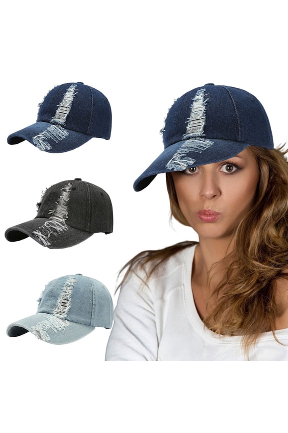Black Distressed Cap Classic Structured Baseball Cap Polyester,Cotton Breathable Tucker Hat Laser Cut Air Mesh-Back Cooling Golf Hat One Size
