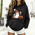 thumbnail image 1 of Only Moment Black Womens Hooded Hoodies Sweatshirts Halloween Printed Long Sleeve, Drawstring, Lightweight Hooded Tops, Side Slit, Relaxed Fit Outfits, Fall Winter Clothes, 2026 Fashion Clothing 2XL, 1 of 4