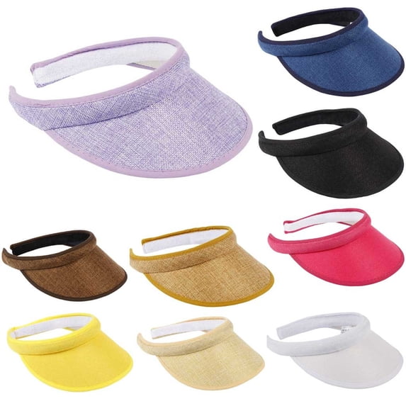 Only Moment Blue Adjustable Visor Sun Visor Hats for Women Polyester Wide Brim Uv Protection Sun Visor Hats, Upf50+ Lightweight Foldable Ponytail Sports Cap One Size