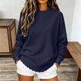 thumbnail image 1 of Only Moment Blue Lightweight Crochet Pullover Tops Crew Neck Cropped Sweater, Winter Clothing, Long Sleeve Dressy Top, Business Casual Outfit, Pullover Sweater, Early Fall Fashion L, 1 of 7