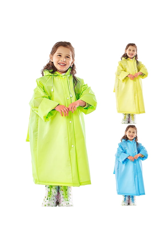 Blue Rain Ponchos Raincoats Children's Rain Ponchos Polyester Lightweight Waterproof Rain Shell Jacket Raincoat with Hood for Golf Cycling Windbreaker M