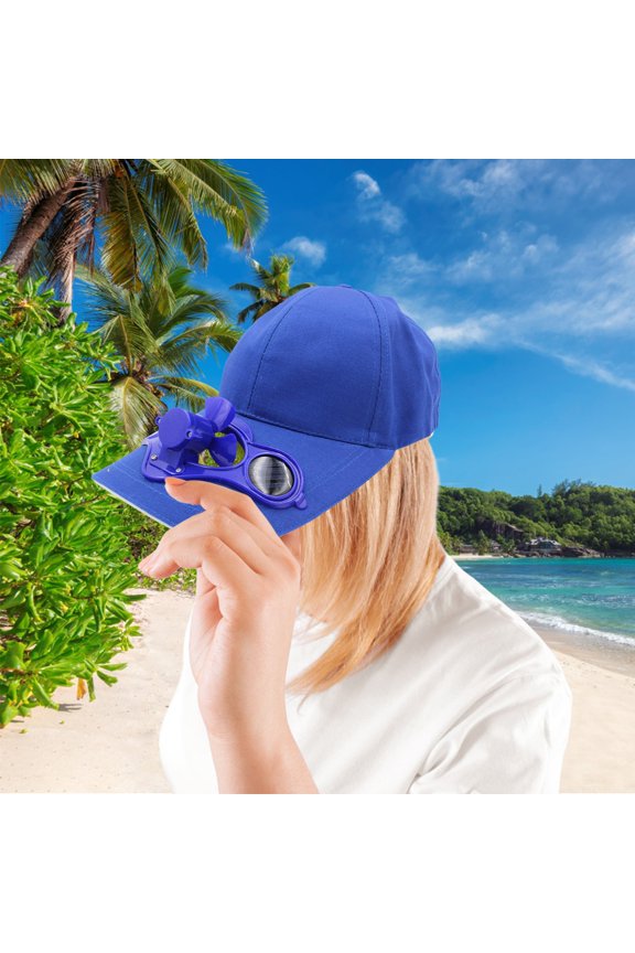 Blue Solar Powered Cap Lightweight Quick Dry Baseball Cap Nylon,Spandex Breathable Tucker Hat Laser Cut Air Mesh-Back Cooling Golf Hat One Size
